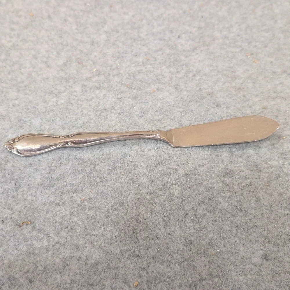 Oneida Stainless Steel Flat‎ Handle Butter Spreader Scroll Pattern Flatware